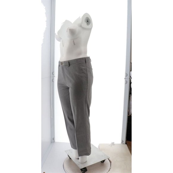 NWT LANDS' END NO IRON TWILL TAILORED PLAIN FRONT PANTS PEWTER HEATHER 34 & 37 - Picture 2 of 15